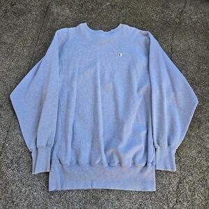 Vtg 90s CHAMPION Reverse Weave Plain Heavyweight Athletic Sweatshirt Gray Lg
